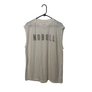 NOBULL Muscle Tank Top Shirt Men XL White Sleeveless Training Gym  CrossFit Logo